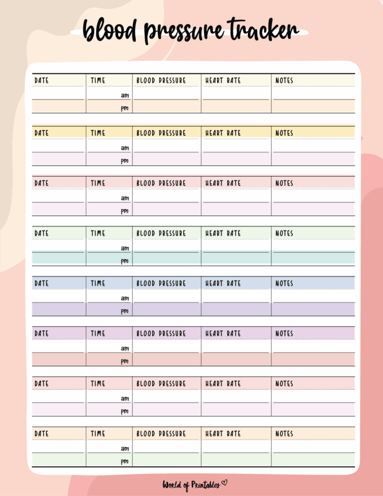 Blood Pressure Trackers World Of Printables