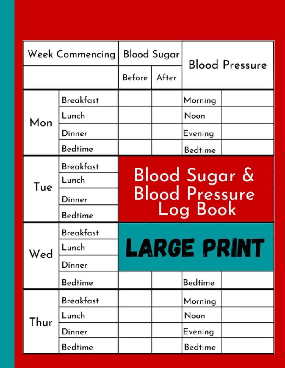 Blood Sugar U0026 Blood Pressure Log Book Large Print Glucose Log Book For Seniors U0026 Women Simple Daily Blood Sugar Log To Record And Monitor Diabetes 