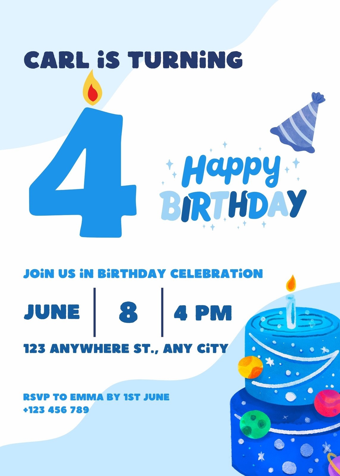 Blue Birthday Invitation