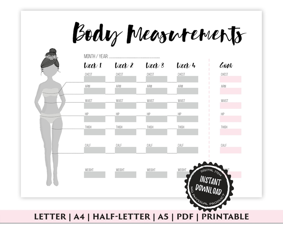 Body Measurement Tracker Weight Loss Tracker Printable Weight Loss Planner Diet Planner PDF A4 A5 Letter Half Letter Etsy