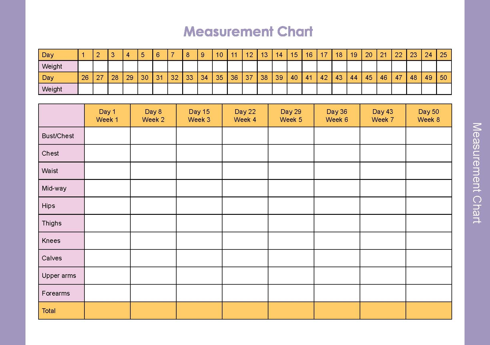 free printable body measurement tracker