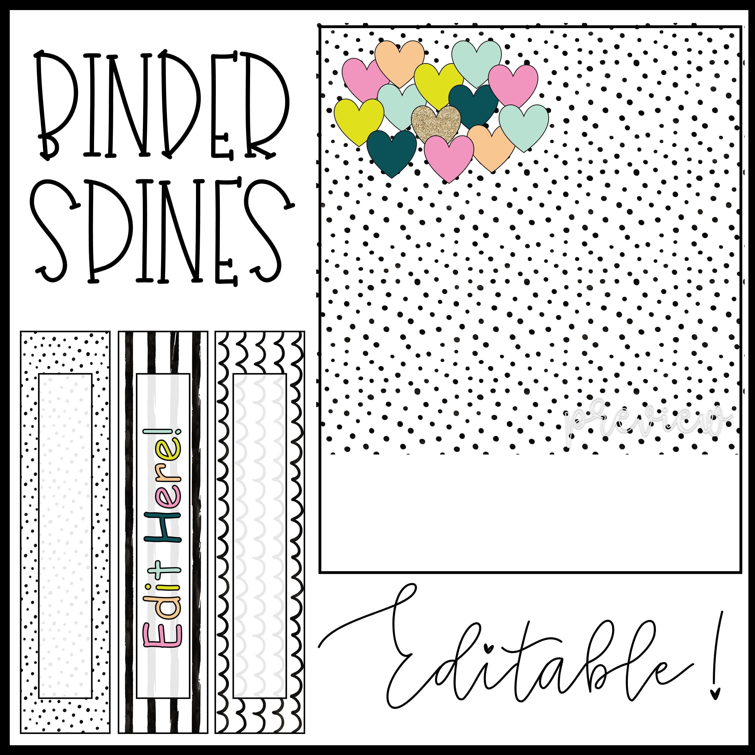 Bold Brights EDITABLE Binder Covers Confetti U0026 Creativity