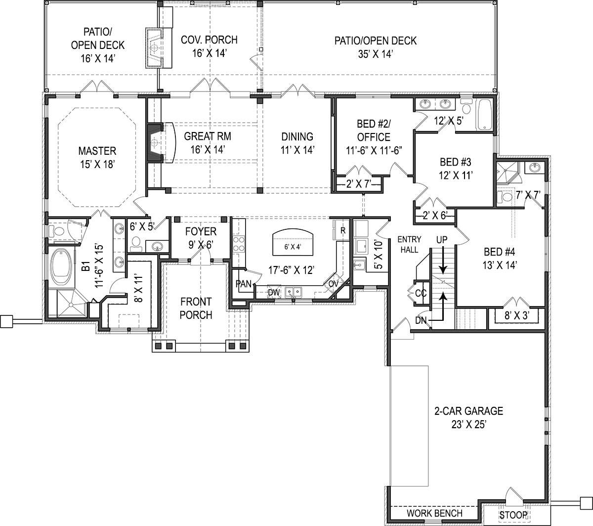 Bonus Spaces Highlight Of Ranch House Plan Plan 9616