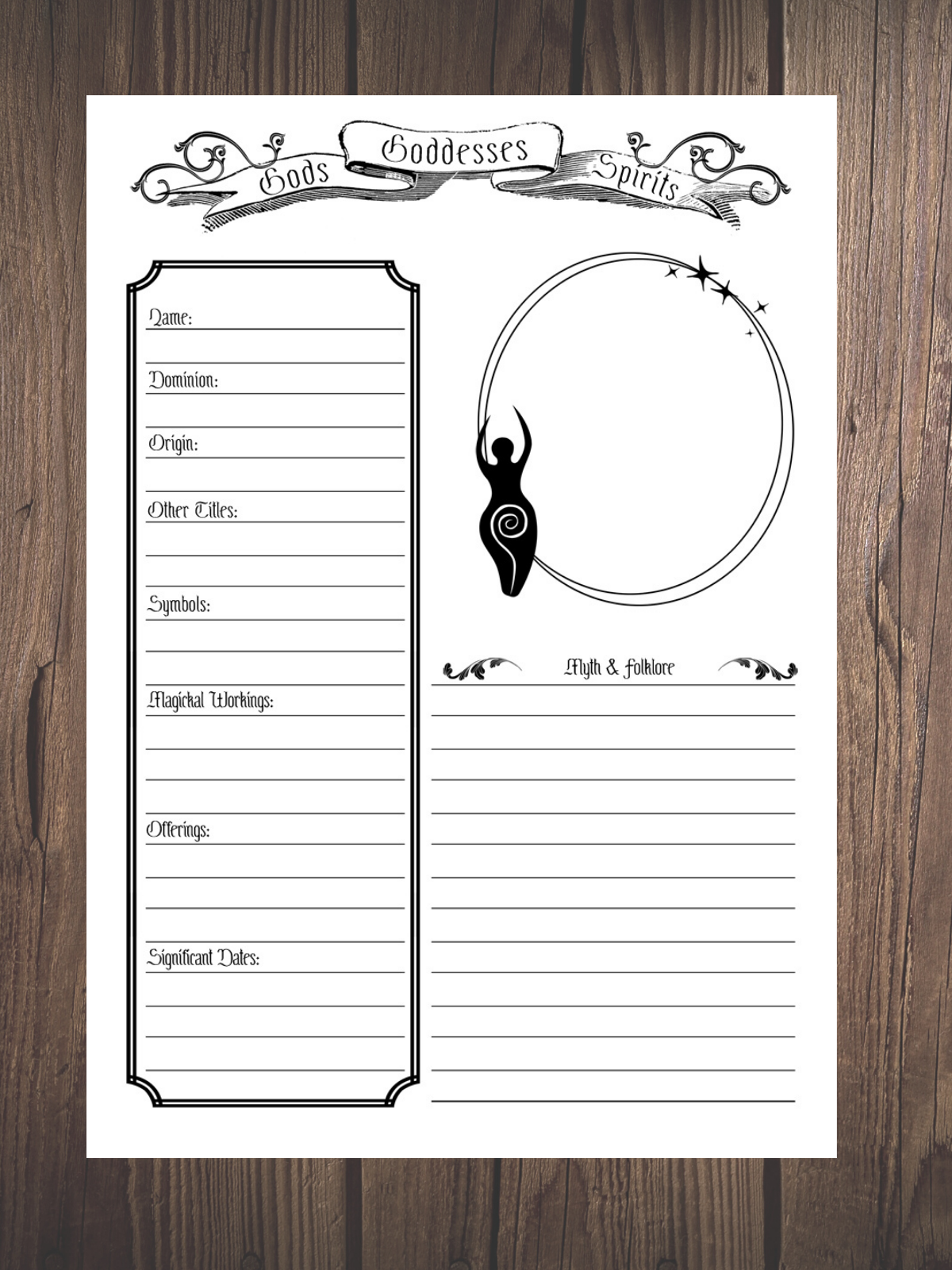 Book Of Shadows Blank Worksheets