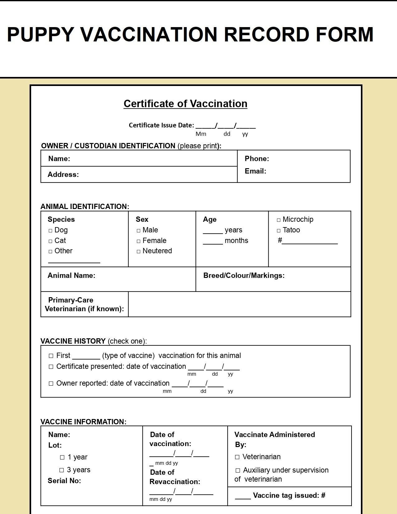 Booklet PDF Dog Vaccination Record Book Canine Complete Health Record Book Puppy Vaccination And Medical Health Record Herrera Morgan 9798449210920 Printable Free