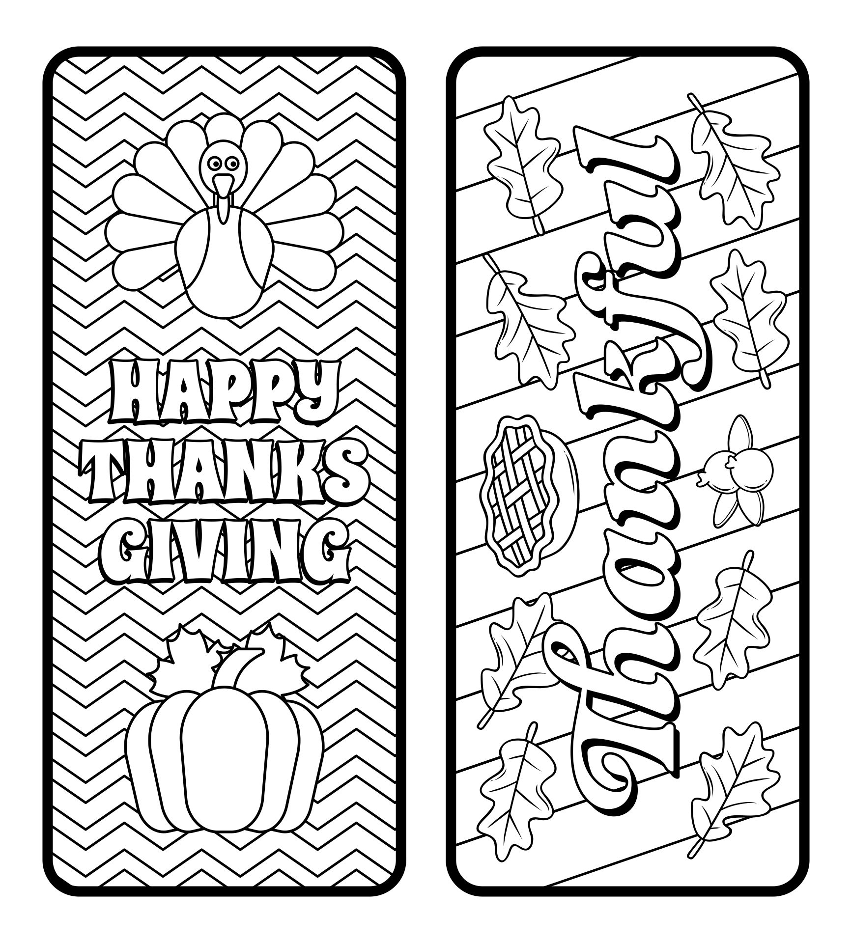 Bookmarks Black And White Thanksgiving 16 Free PDF Printables Printablee