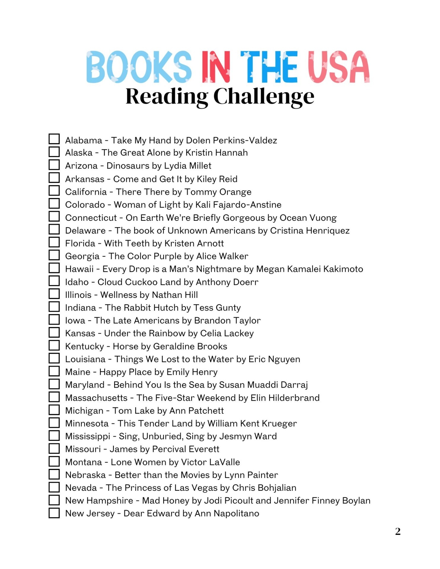 the great american read list printable