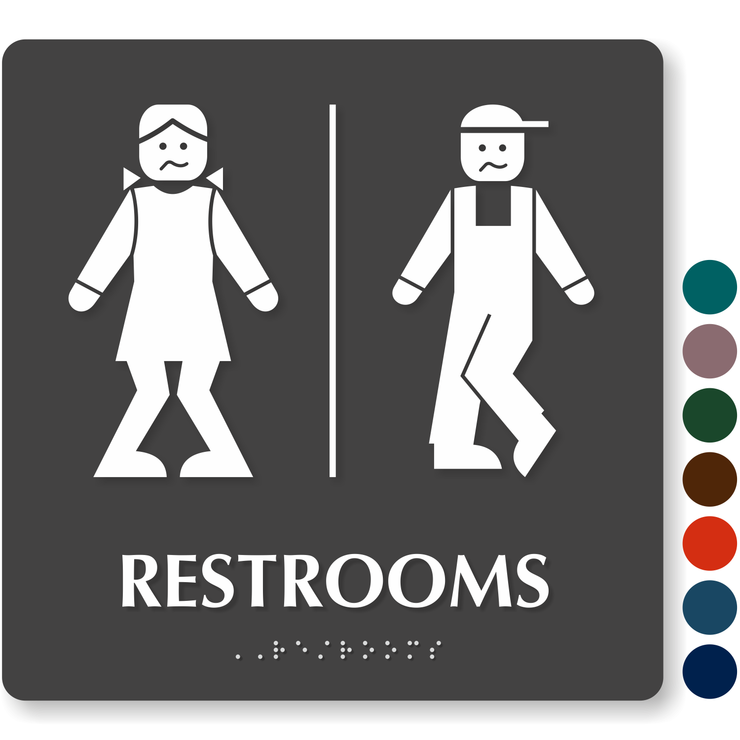 Bow Legged Unisex Funny Restroom Sign SKU SE 2025