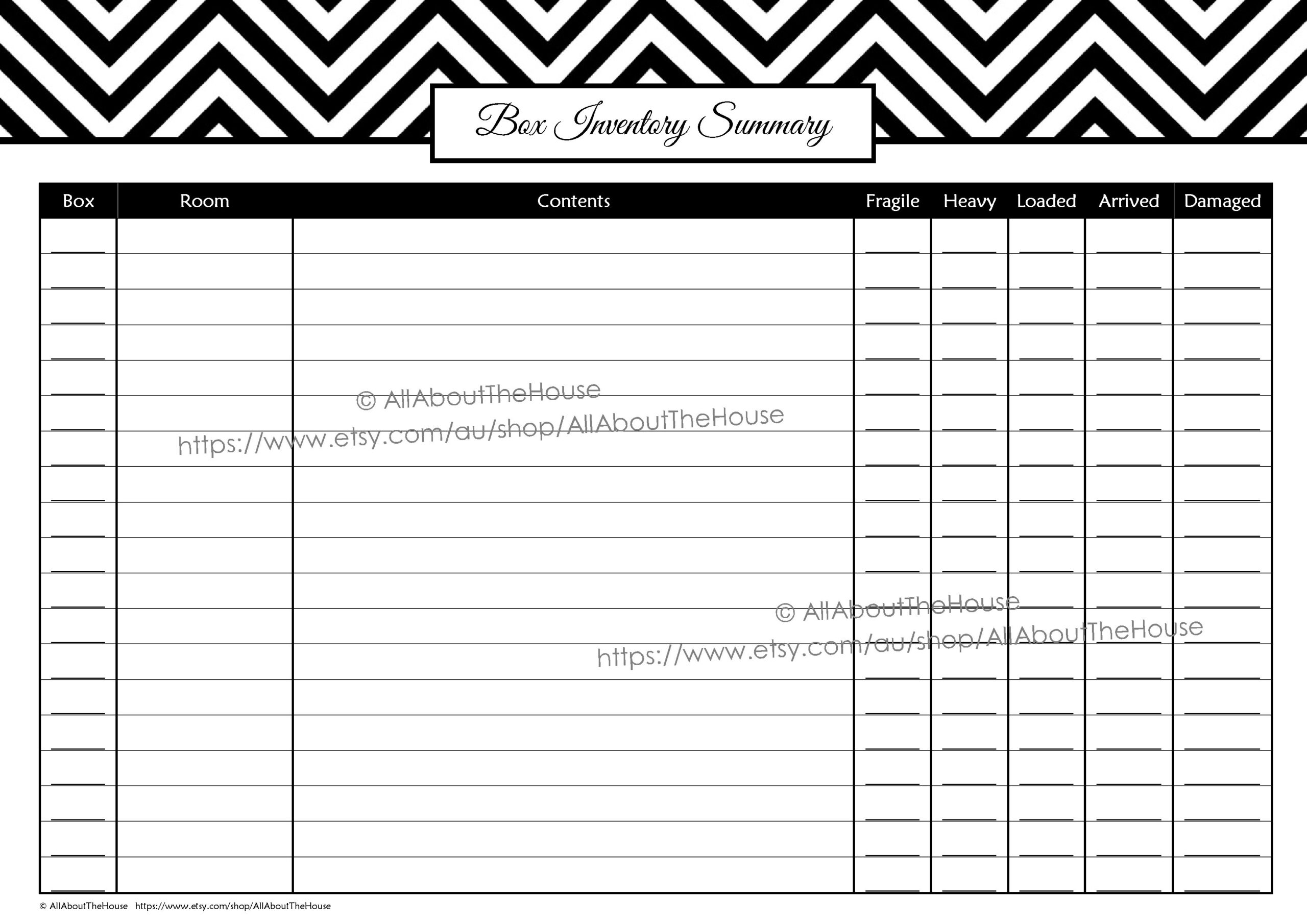 Box Inventory Summary AllAboutTheHouse Printables