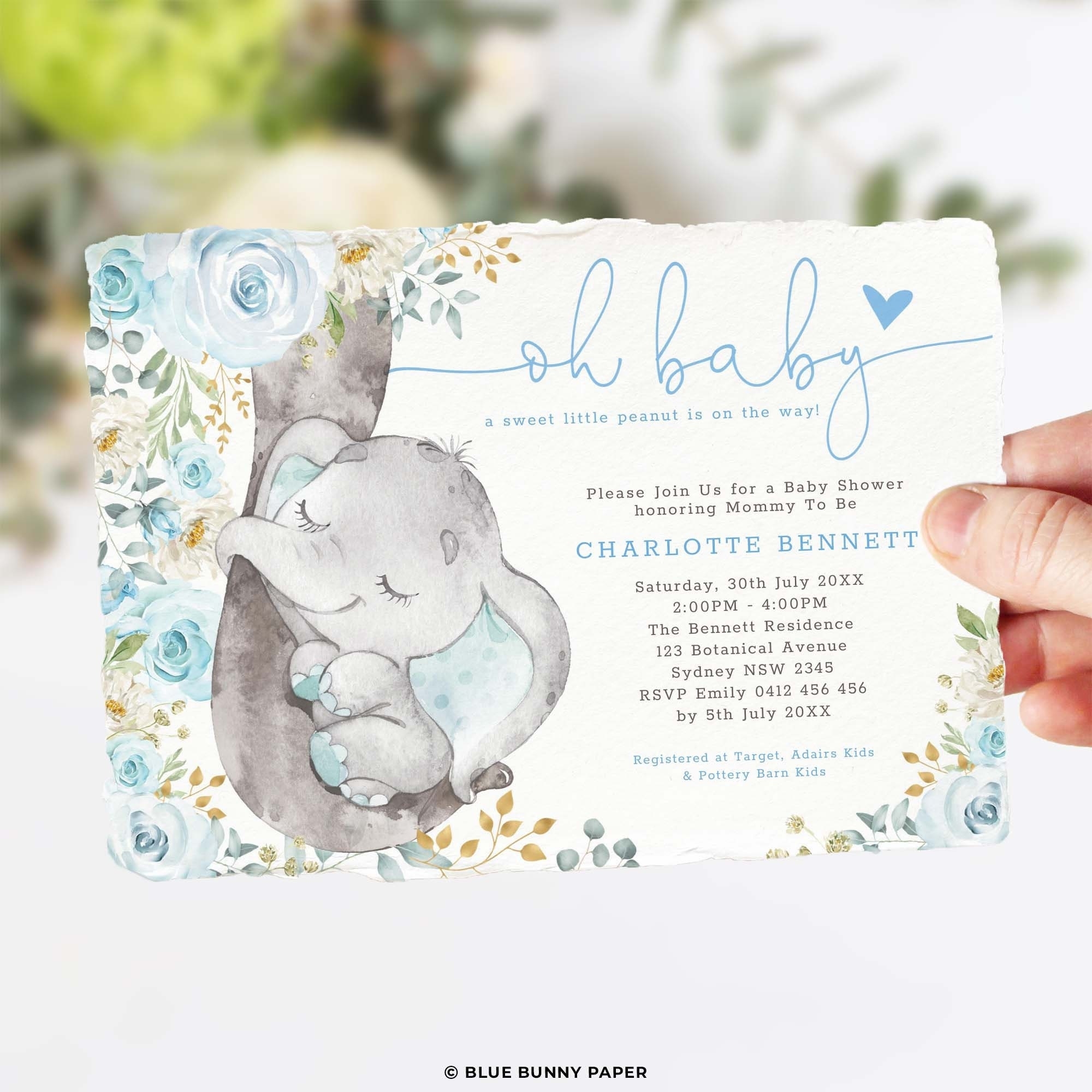 baby shower elephant theme printables