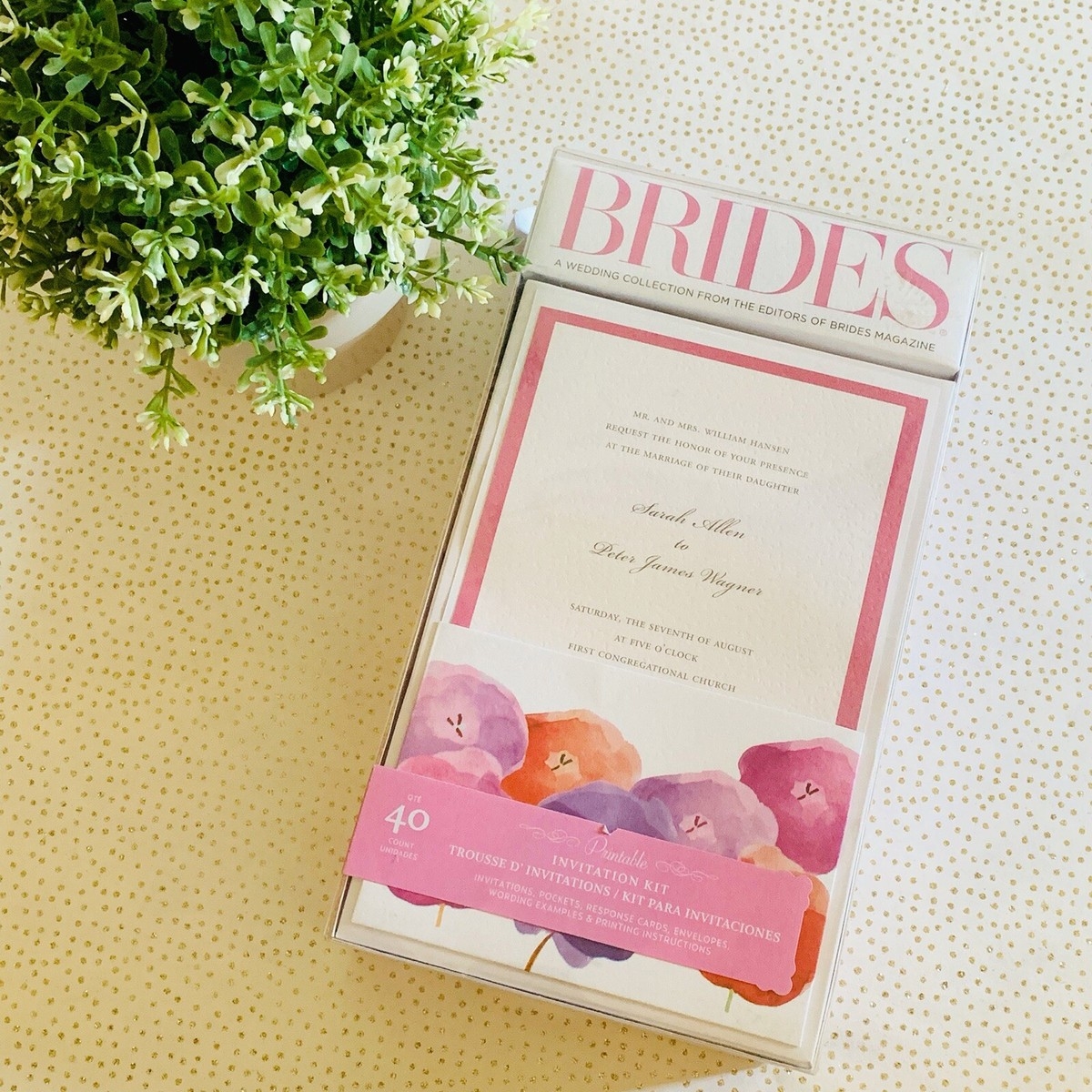Brides Printable Wedding Invitation Kit Watercolor Flowers 40 Count NIB
