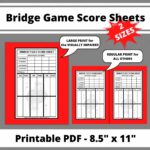Bridge Game Score Sheets Printable Bridge Score Pad Bridge Score Card Bridge Tally Score Sheet Digital Bridge Tally Cards Large Print Etsy Ireland