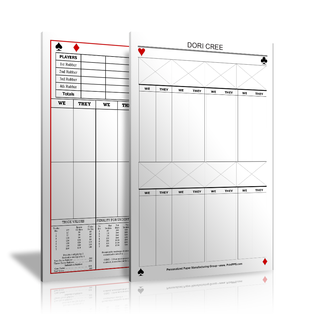 Bridge Score Sheets U0026 Tally Pads PrintPPS 