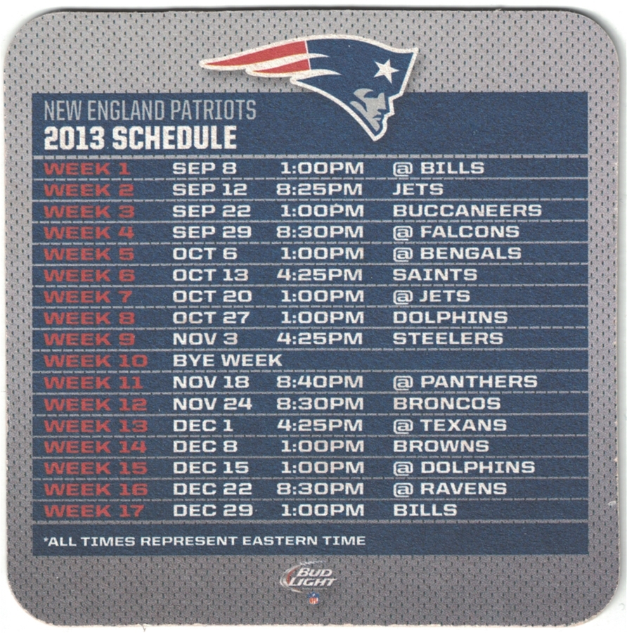 Bud Light New England Patriots Coaster