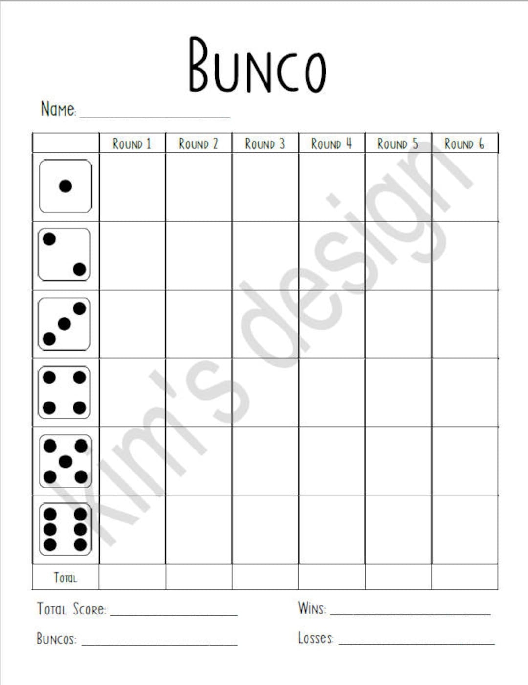 Bunco Score Card Printable Instant Download Etsy Bunco Score Card Printable Instant Download Etsy
