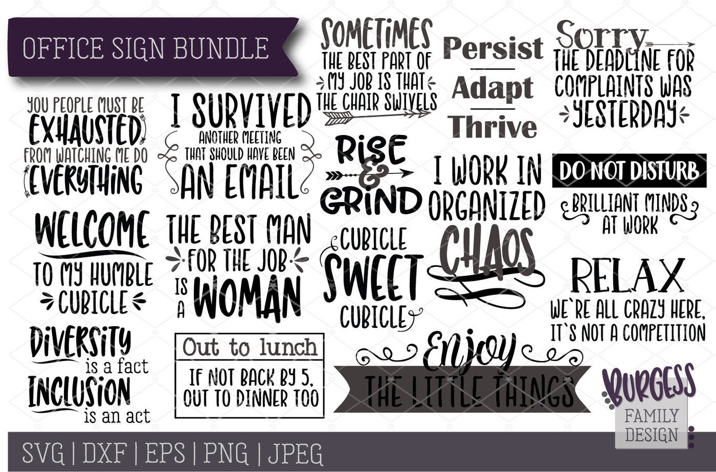 BUNDLE Office Signs Cut Files U0026 Printables By Burgess Family Design TheHungryJPEG