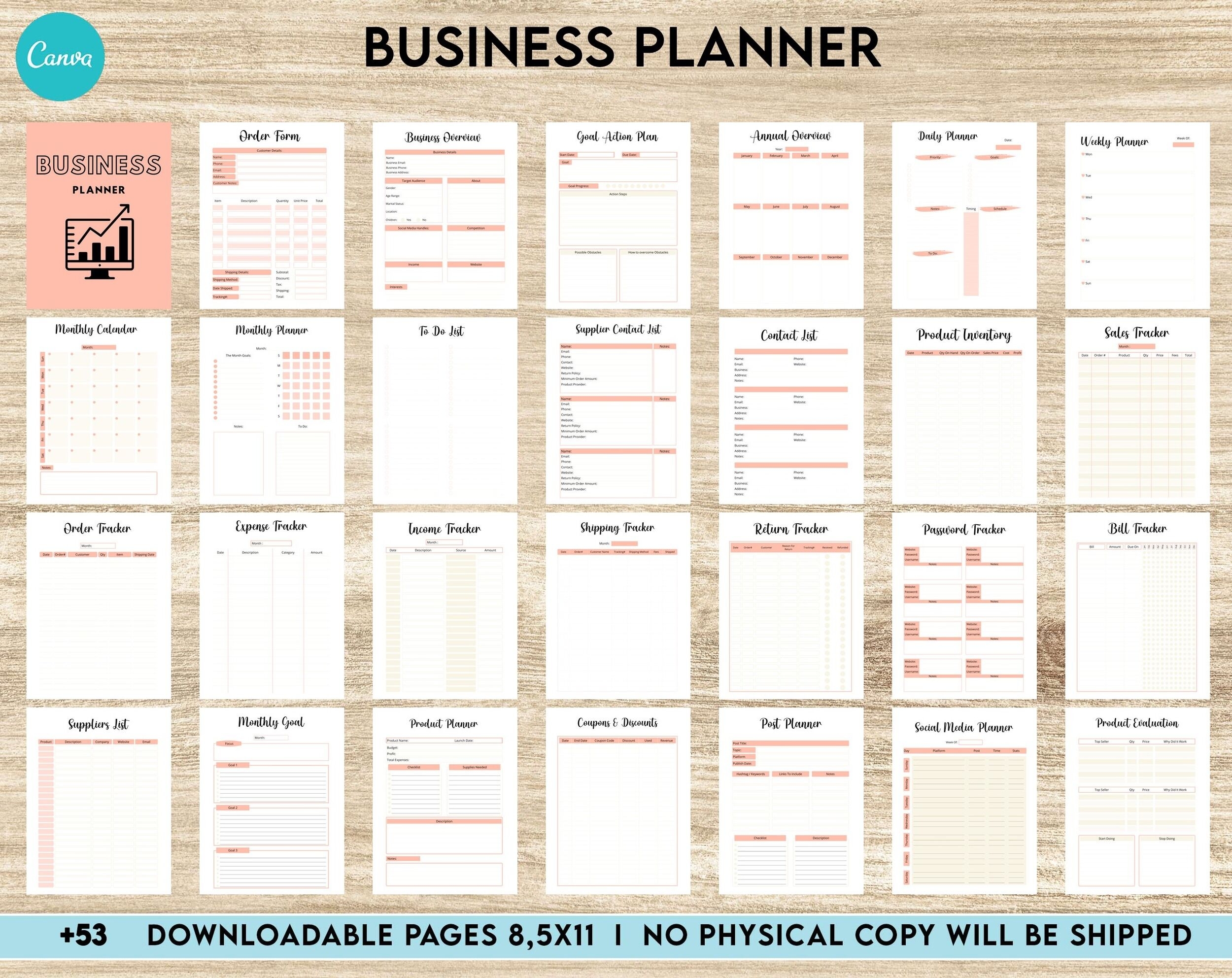 Business Planner Small Business Plan Online Business Planner Business Planner Sheets PDF Printable 8 5x11