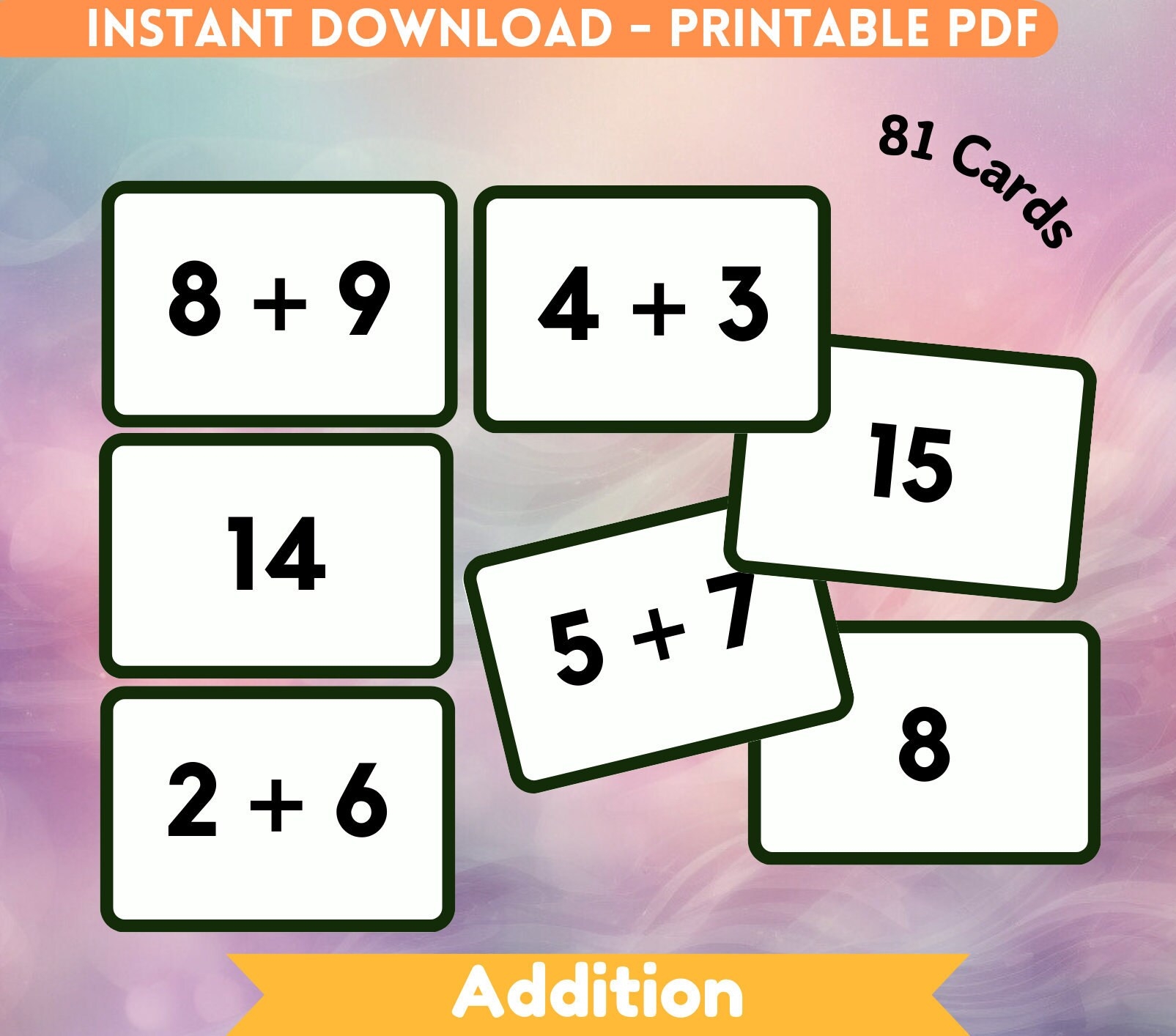 Buy Addition Flash Card Printable Homeschool Flashcard Montessori Toddler Kid Card Home Schooling Addition Printable Preschool Nursery Education Online In India Etsy