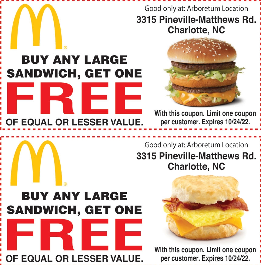 BUY ANY LARGE SANDWICH GET ONE FREE OF EQUAL OR LESSER VALUE 