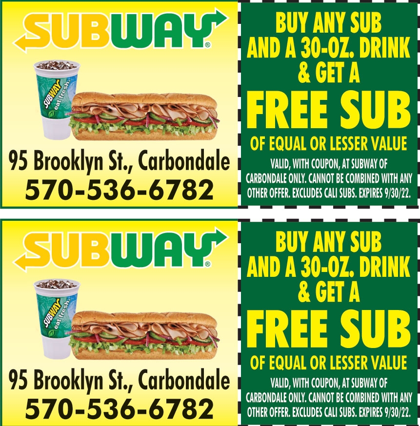 BUY ANY SUB AND A 30 OZ DRINK U0026 GET A FREE SUB OF EQUAL OR LESSER VALUE Online Printable Coupons USA Local Free Printable Shopping Coupons