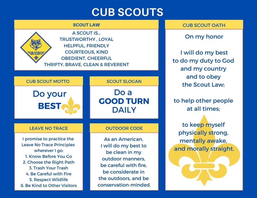 Buy Boy Cub Scout Law Oath Label Poster For Blue Gold Event Or Meetings Digital File 11x8 5 Online In India Etsy
