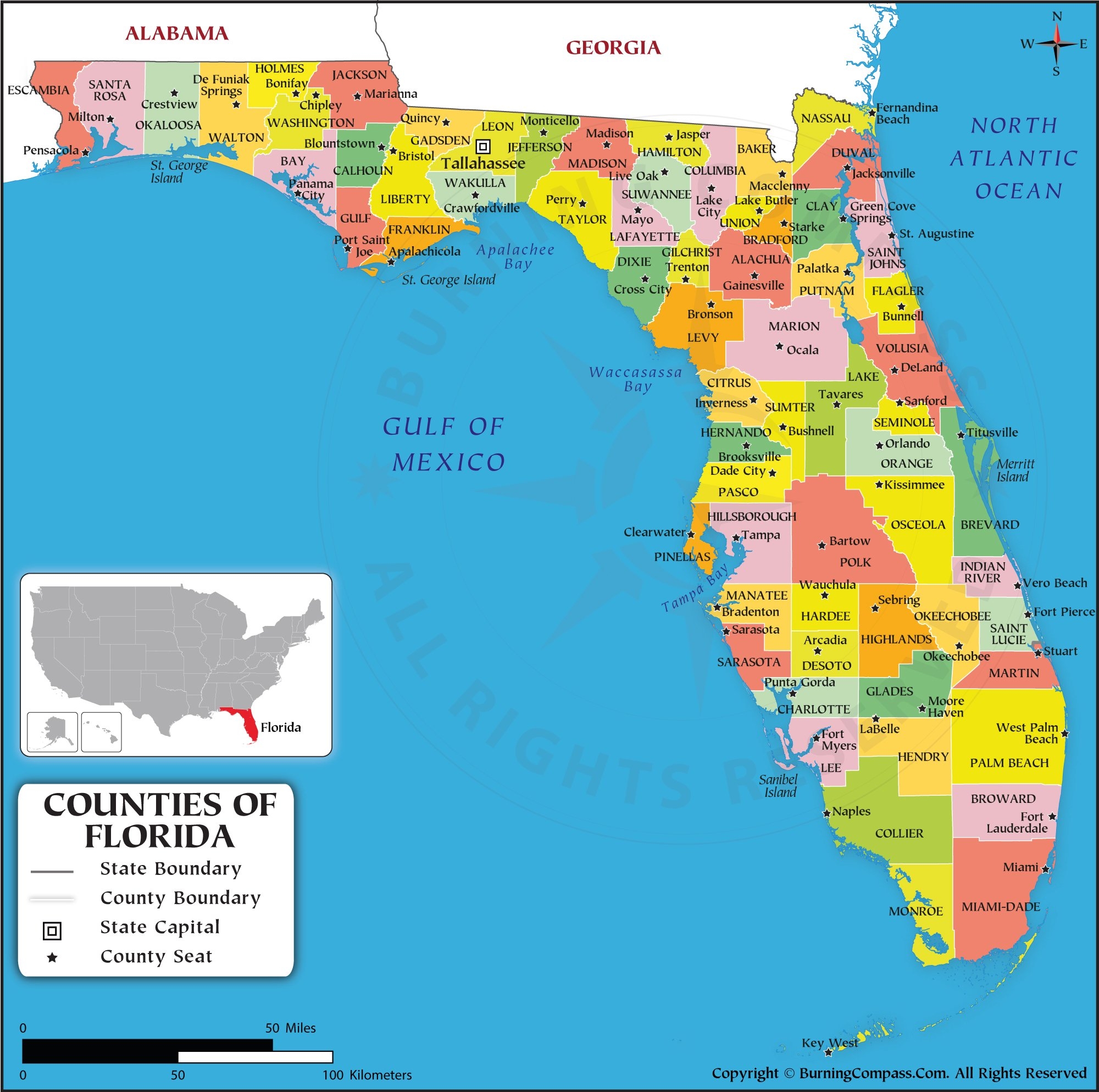 Buy Florida County Map Purchase Florida County Map