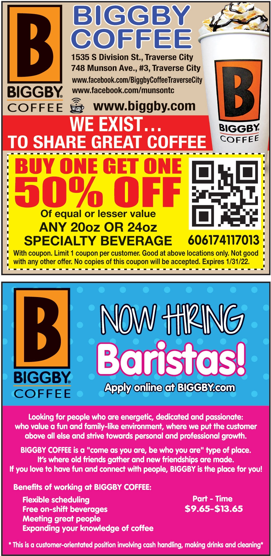 BUY ONE GET ONE 50 OFF OF EQUAL OR LESSER VALUE ANY 20OZ OR 24OZ SPECIALTY BEVERAGE Online Printable Coupons USA Local Free Printable Shopping Coupons
