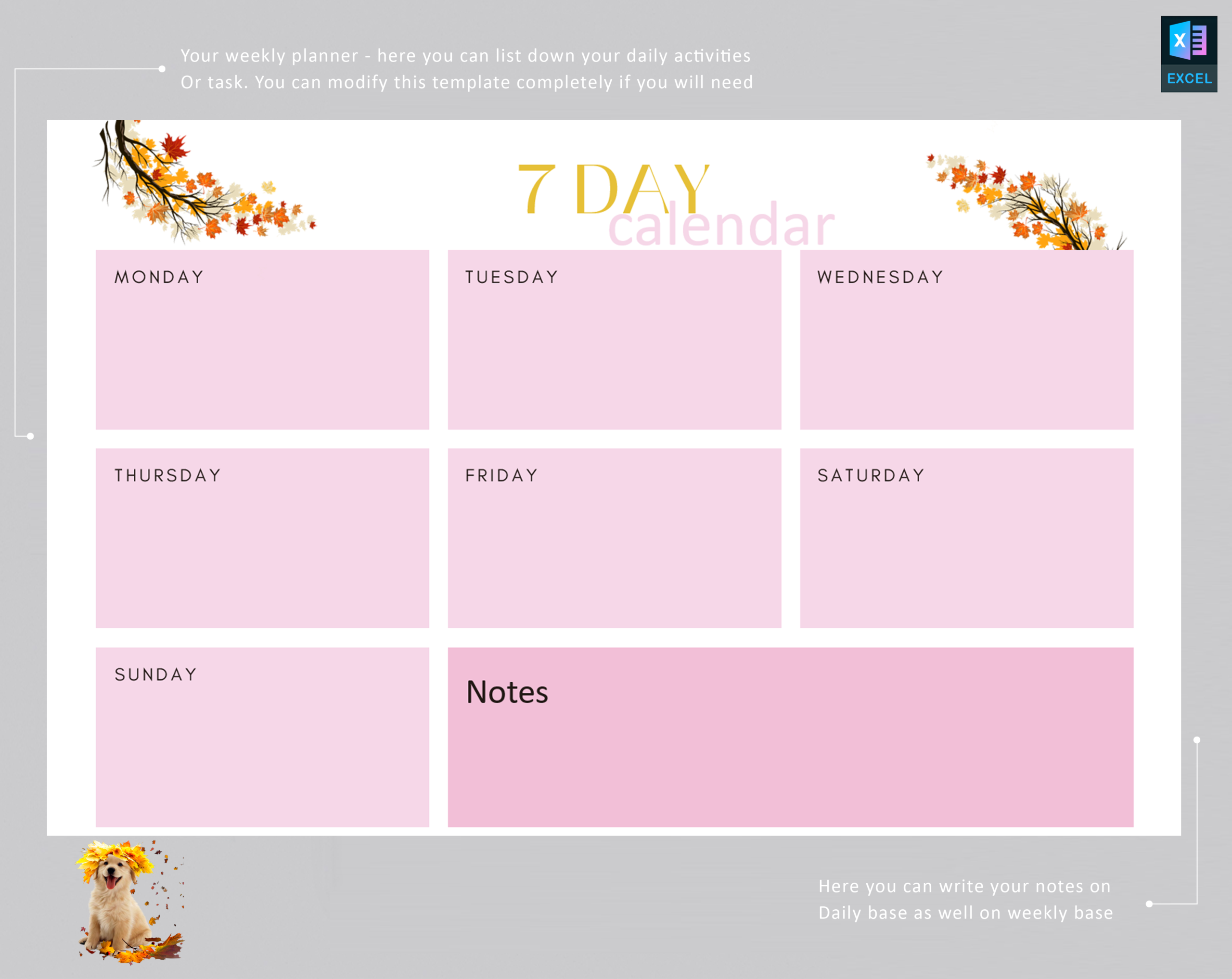 7 day weekly planner printable pdf