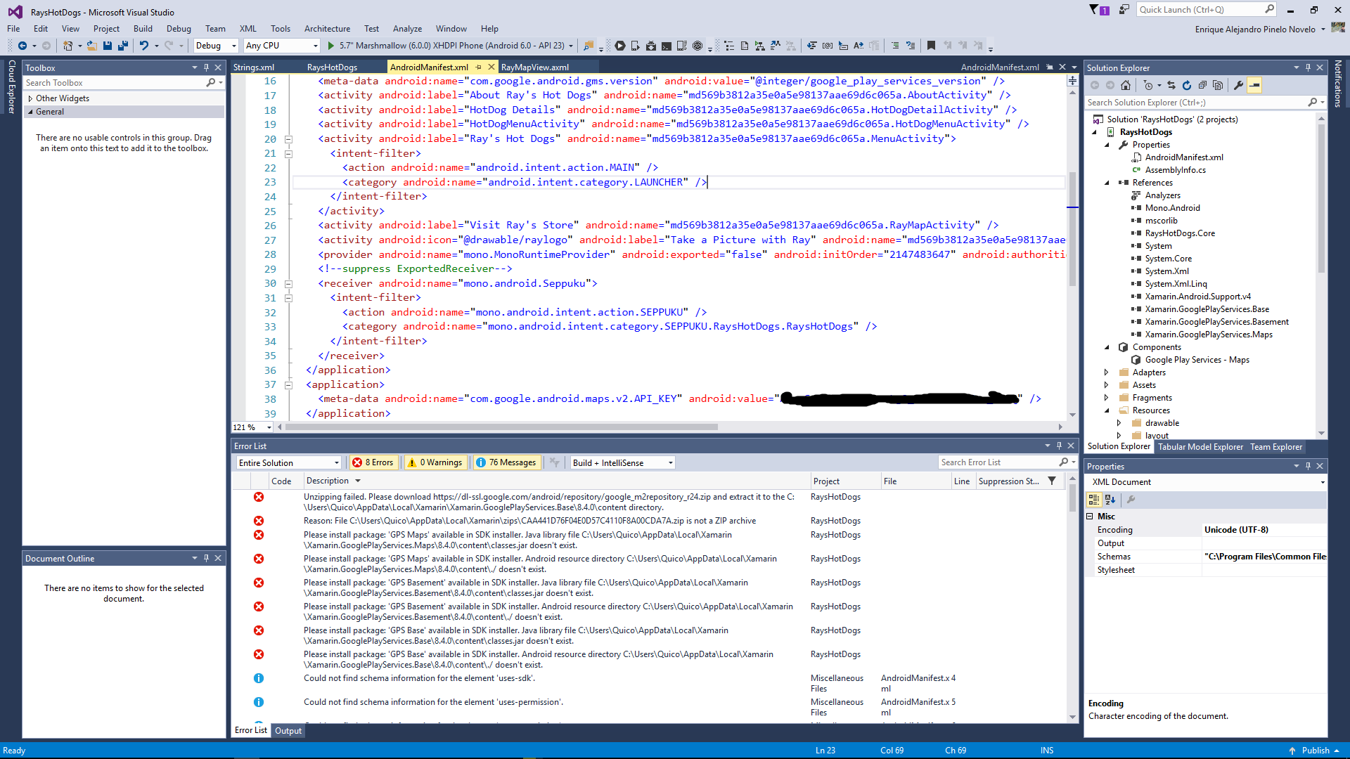 C No Resource Found That Matches The Given Name at Value With Value integer google play services version Visual Studio 2015 Update 3 Stack Overflow