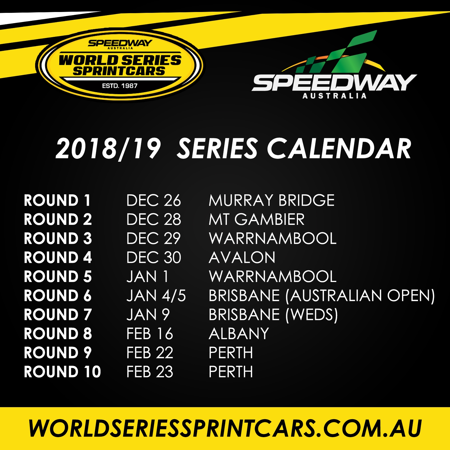 CALENDAR CONFIRMED AND CHAMPIONS RETURN World Series Sprintcars