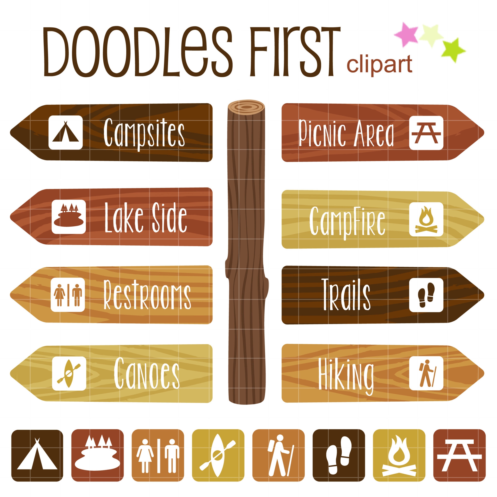 Camping Sign Clip Art Set