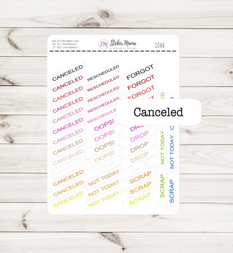 CANCELED STICKERS 1044 Planner Stickers Rescheduled Sticker Not Today Stickers Decorative Stickers Erin Condren Cancel Stickers Etsy