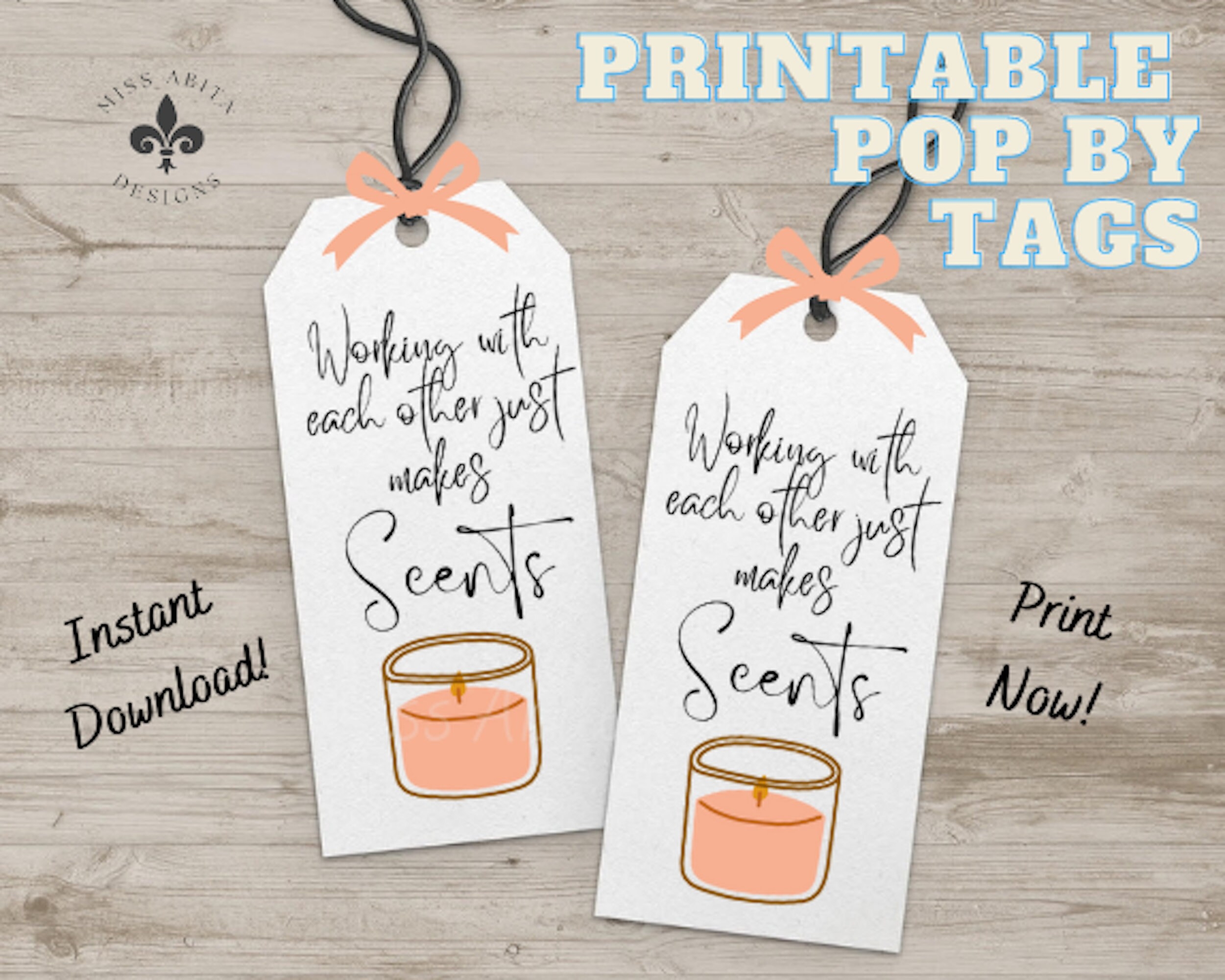 Candle Pop By Gift Tags For Realtors U0026 Lenders working With You Just Makes Scents real Estate Client Gift instant Download not Editable Etsy