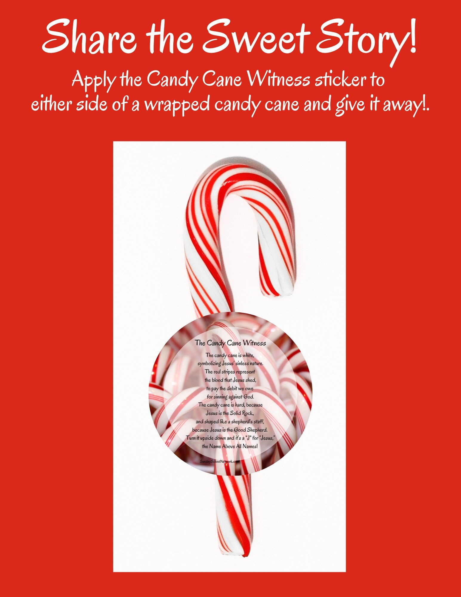 Candy Cane Message Printable Candy Cane Witness Card U0026 Stickers 