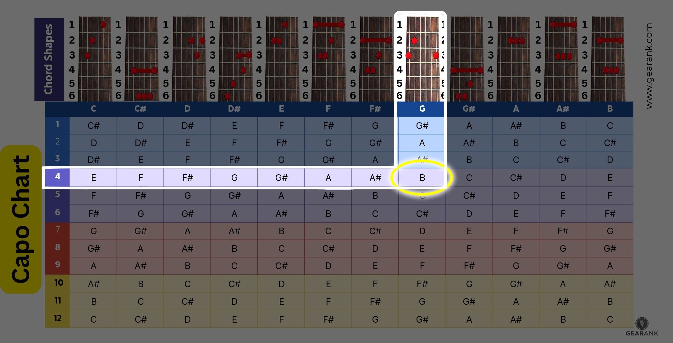 Capo Chart How To Use It Best Process Explained Gearank Music Gear Information For Live Performance Or Studio