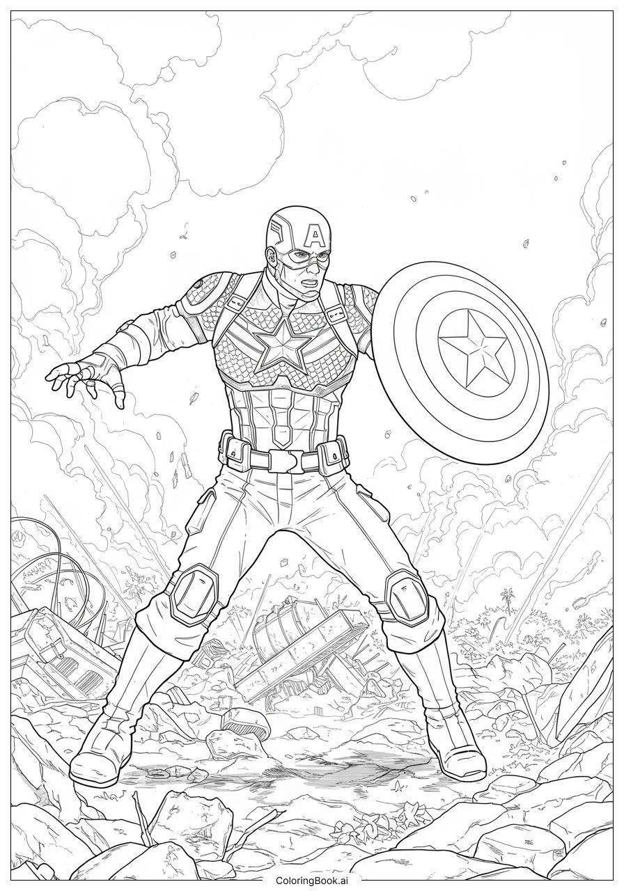 Captain America Shield Defending Avengers Coloring Page Free PDFu0026PNG Printable 