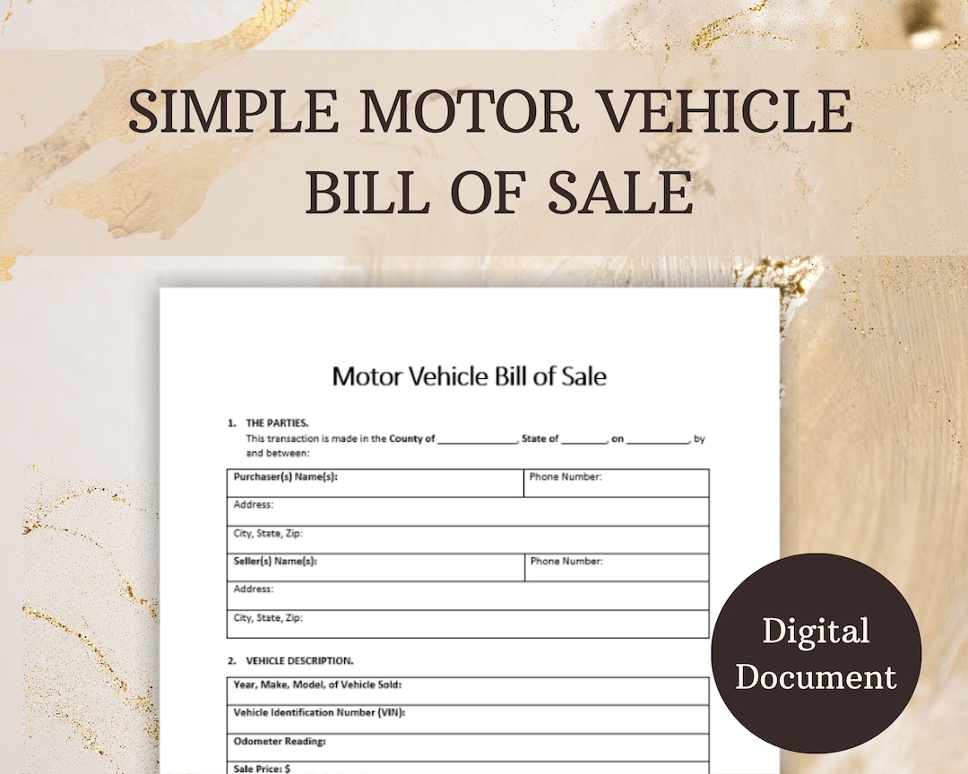 Car Bill Of Sale As is Template Instant Digital Download And Print Car Sale Form Ready Printable Bill Of Sale For Car I PDF U0026 WORD Etsy