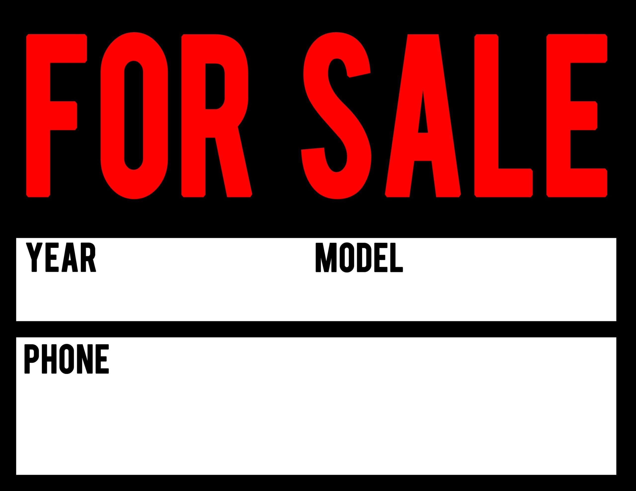 Car For Sale Digital Sign Download 8 5x11 Inches JPEG And PDF Format Printable Vehicle Sell For Sale By Owner Window DIY