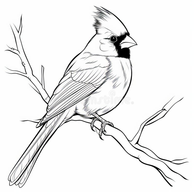 Cardinal Coloring Page Free Printable Bird Coloring Page Stock 