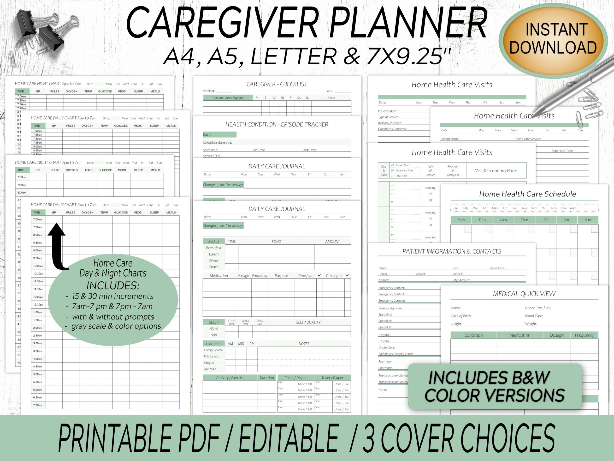 Caregiver Planner Home Health Care Forms Schedules Caregiver 