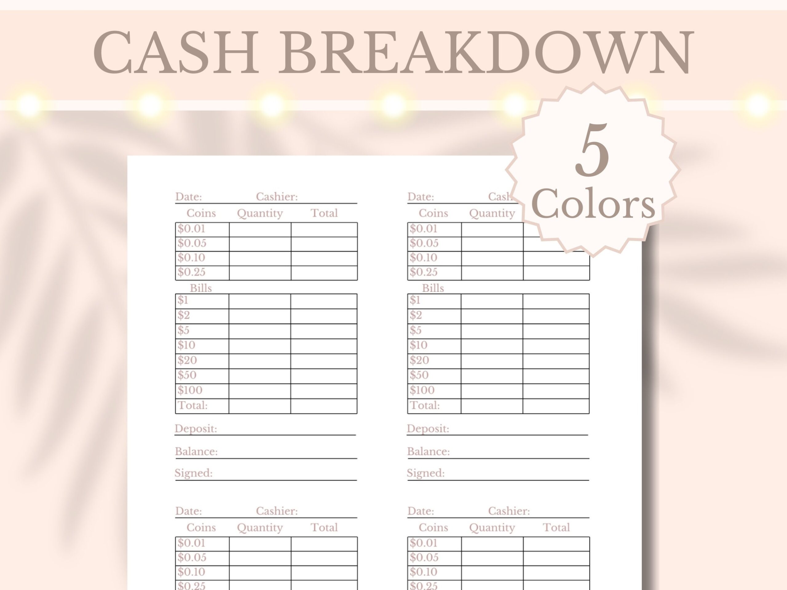 Cash Breakdown Printable Drawer Count Sheet Small Business Planner Cash Register Till Balance Sheet Tally Slip A4 A5 Letter Digital Download Etsy Cash Breakdown Printable Drawer Count Sheet Small Business Planner Cash Register Till Balance Sheet Tally Slip A4 A5 Letter Digital Download Etsy