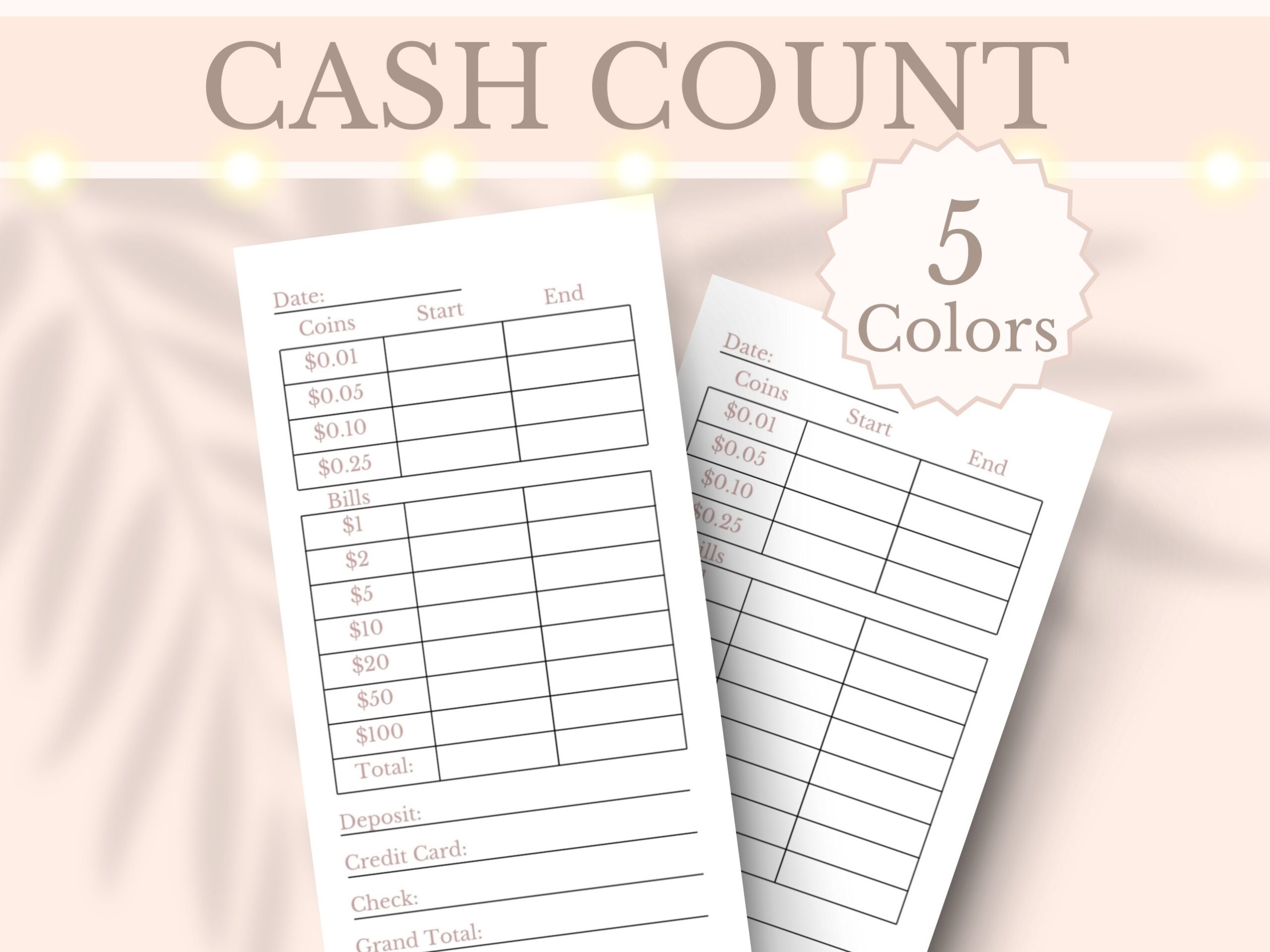 printable cash count sheet