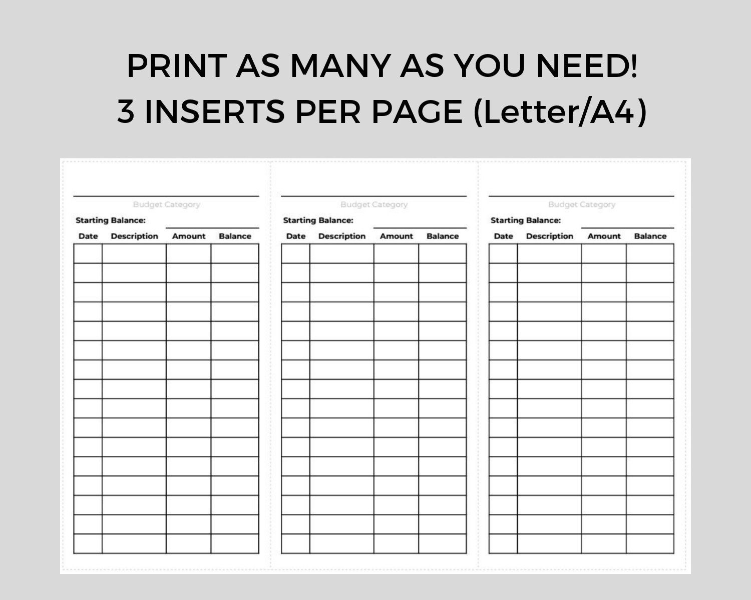 Cash Envelope System Inserts Printable Expense Tracker Dave Ramsey Worksheets Library