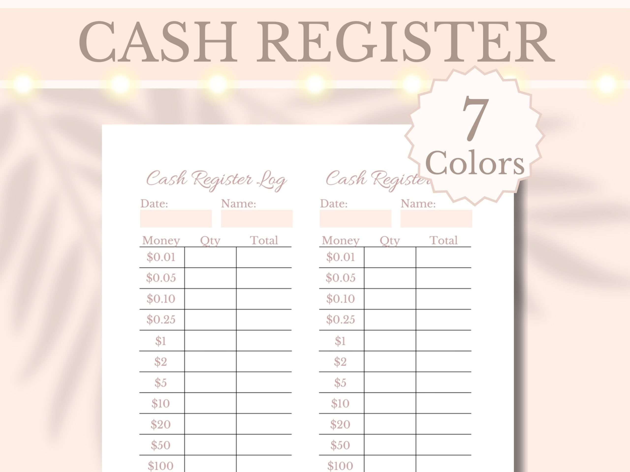 Cash Register Balance Log Printable Drawer Till Count Money Calculator Small Business Shop Closing Planner A4 A5 Letter Digital Download Etsy