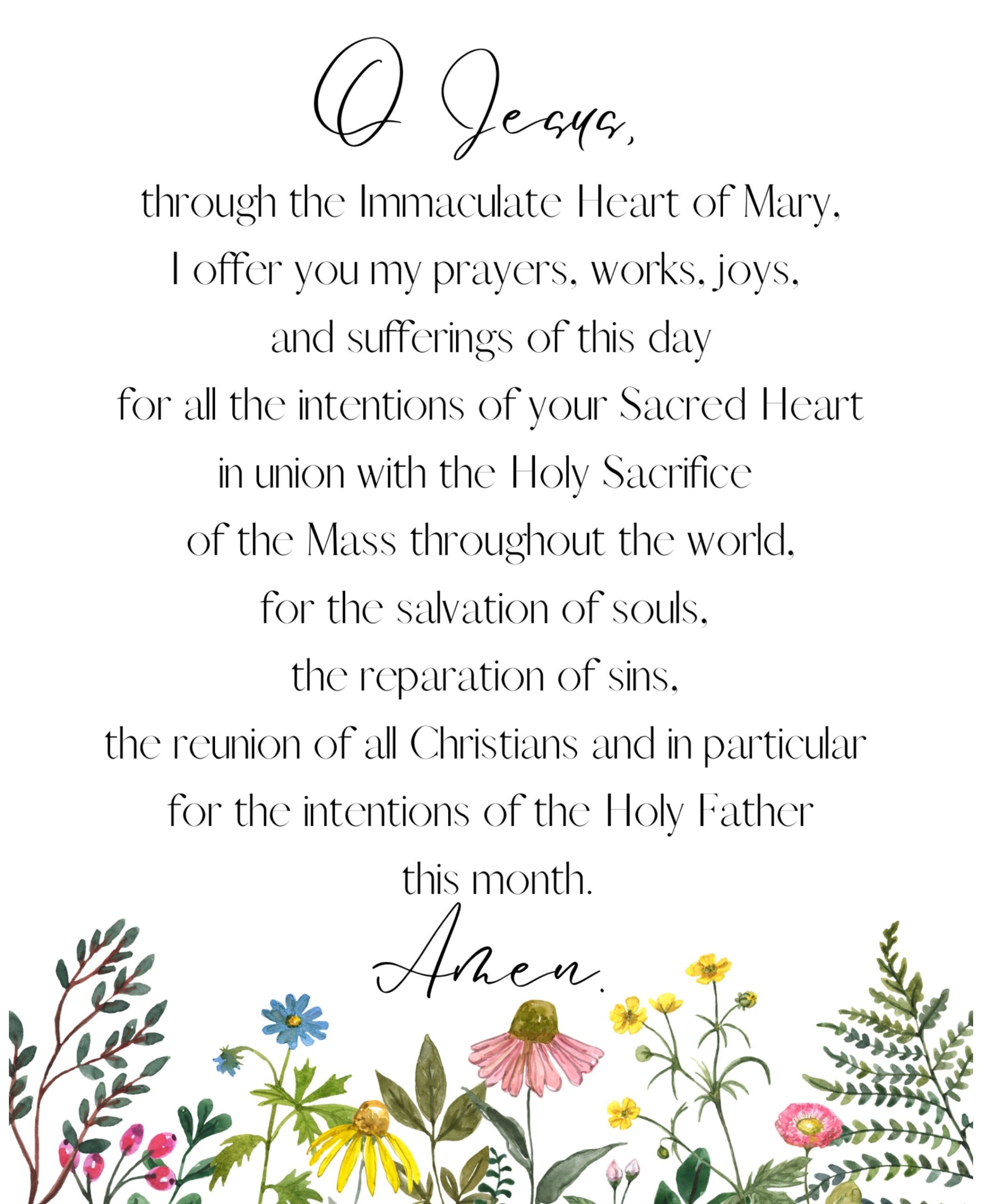 Catholic Morning Offering Prayer Download printable Wall Art Etsy