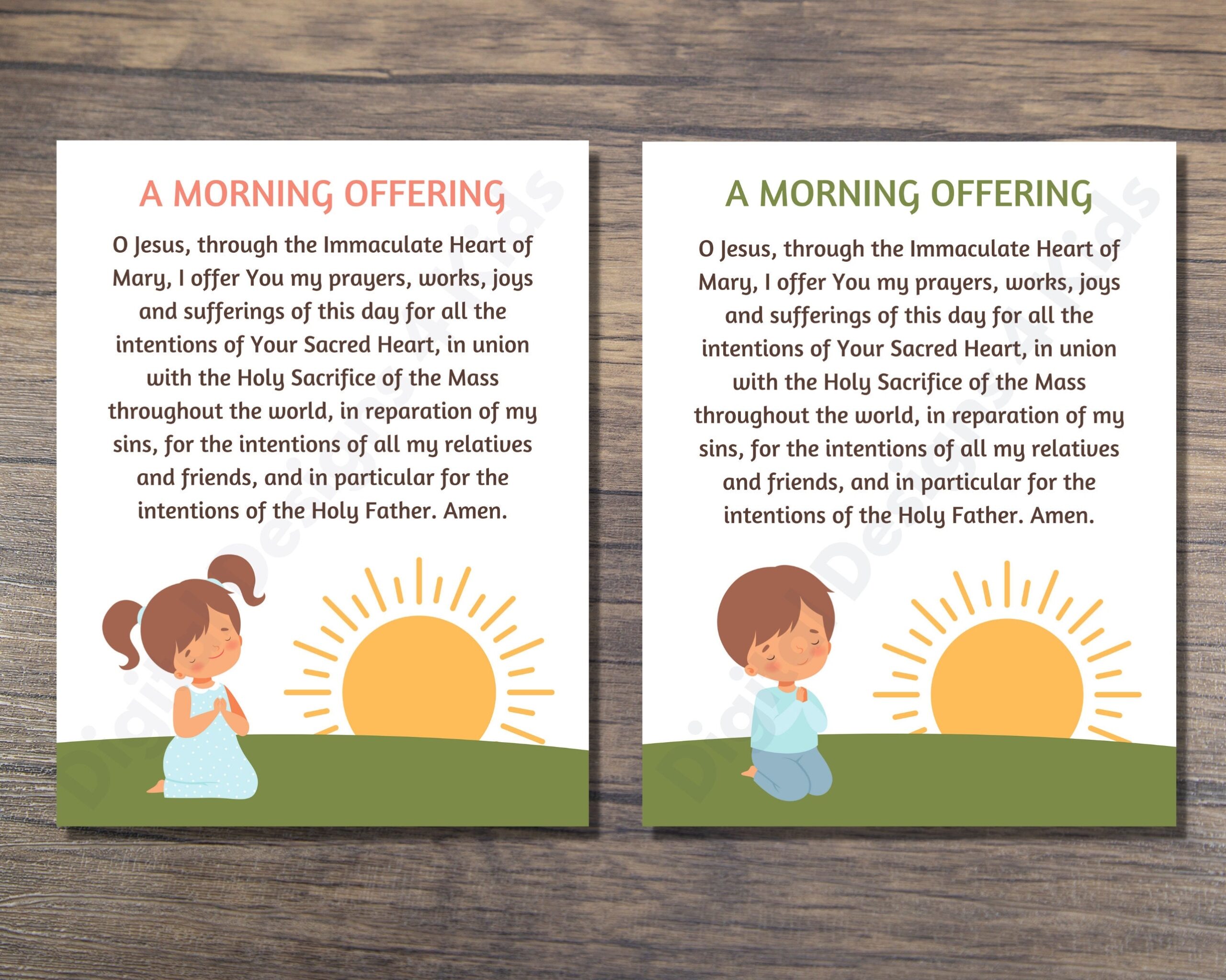 Catholic Morning Offering Printable For Kids Morning Prayer Print For Girls And Boys Etsy