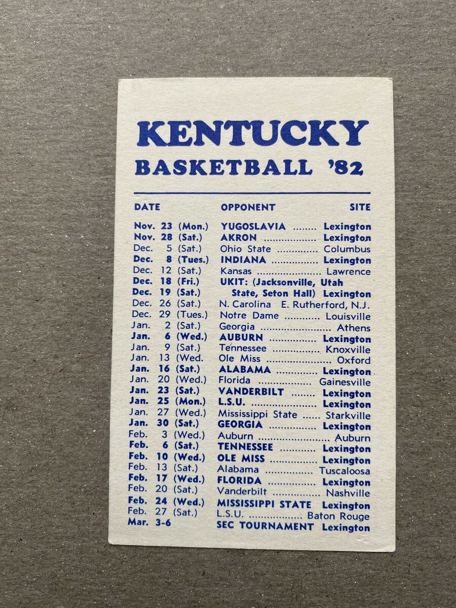 CBK 1981 82 KENTUCKY WILDCATS College Basketball Schedule CHARLES HURT Action