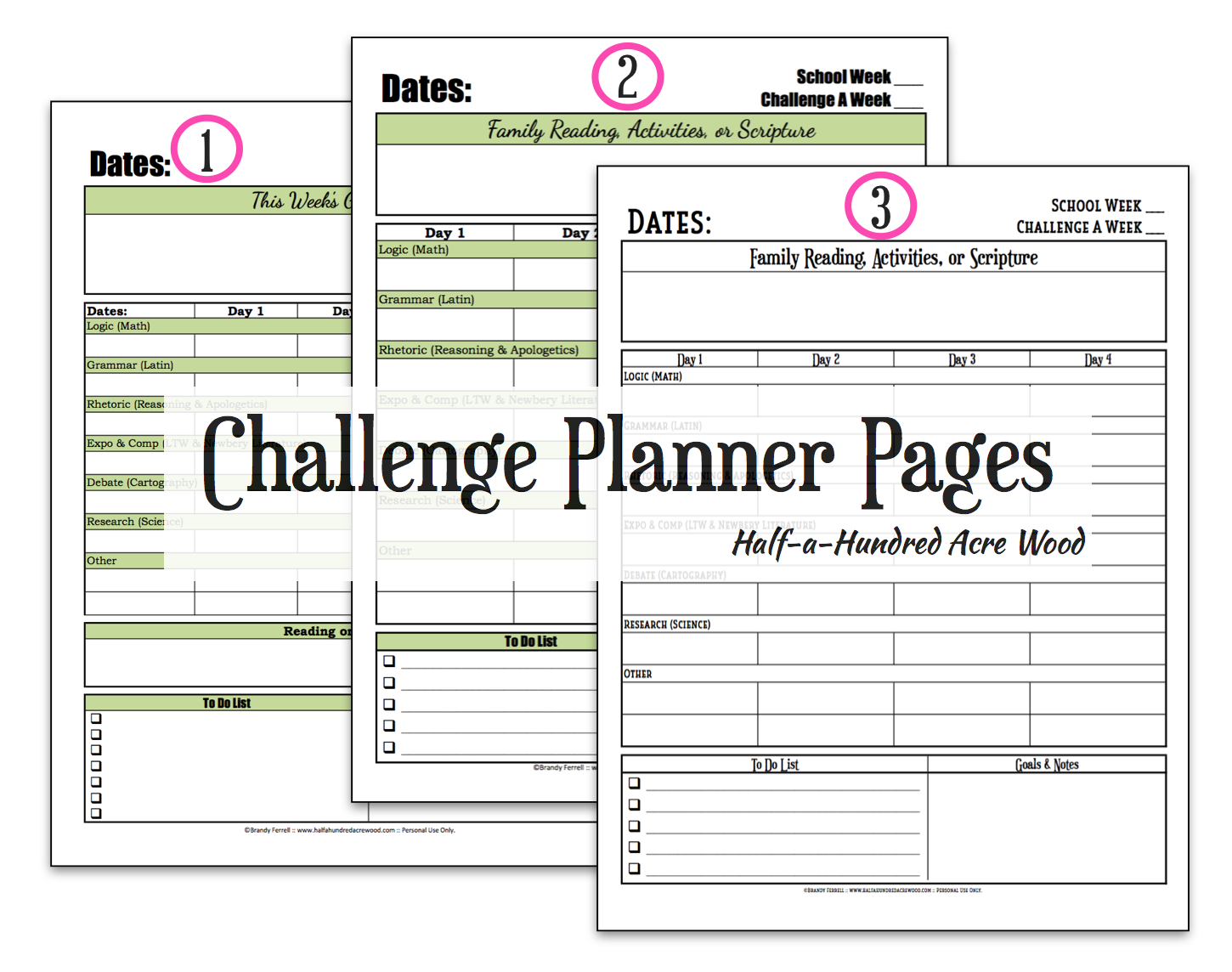 CC Challenge Planner Page Free Printable Half A Hundred Acre Wood