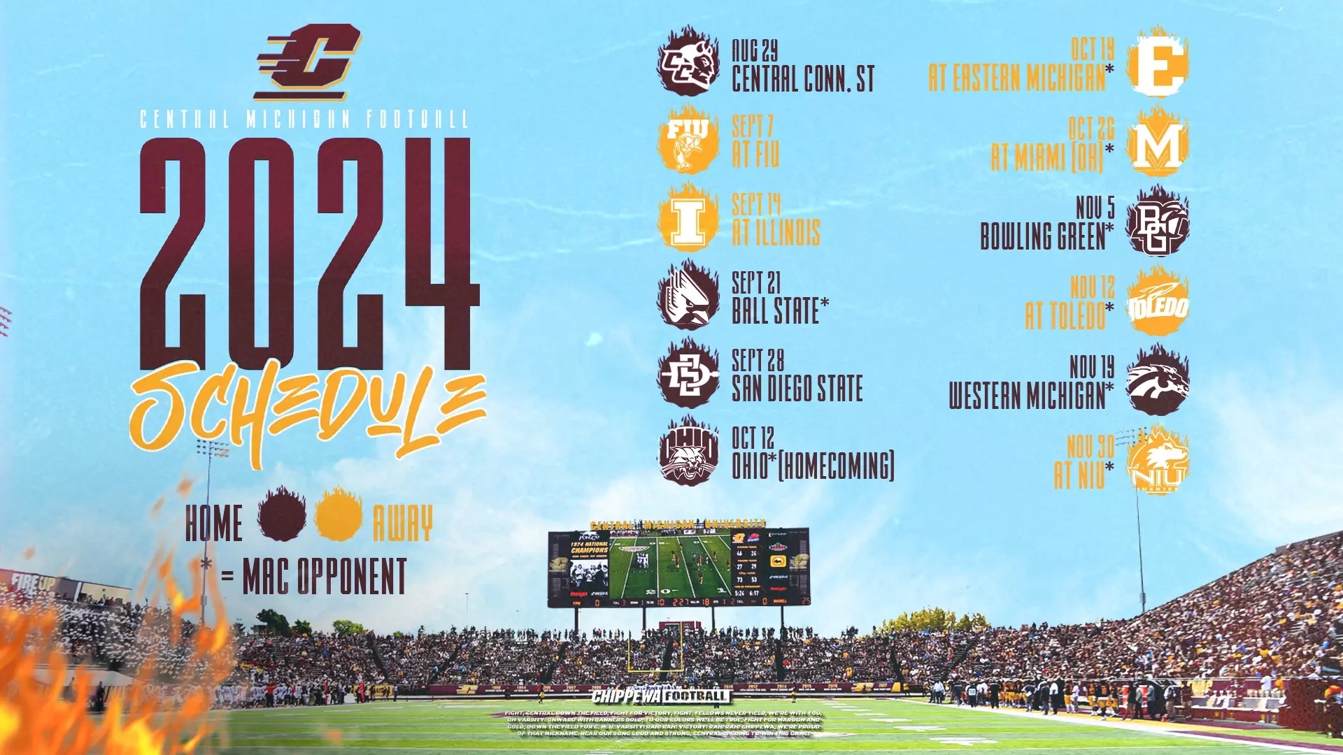 Central Michigan Announces 2024 Football Schedule Central 