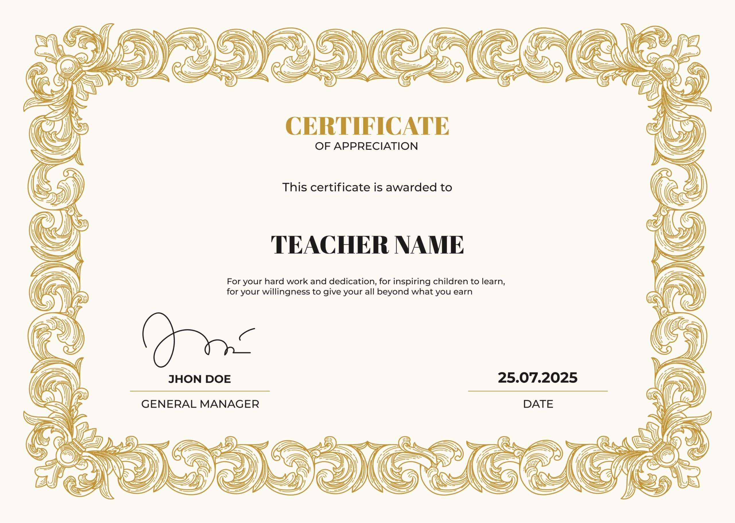 free printable teacher appreciation certificates